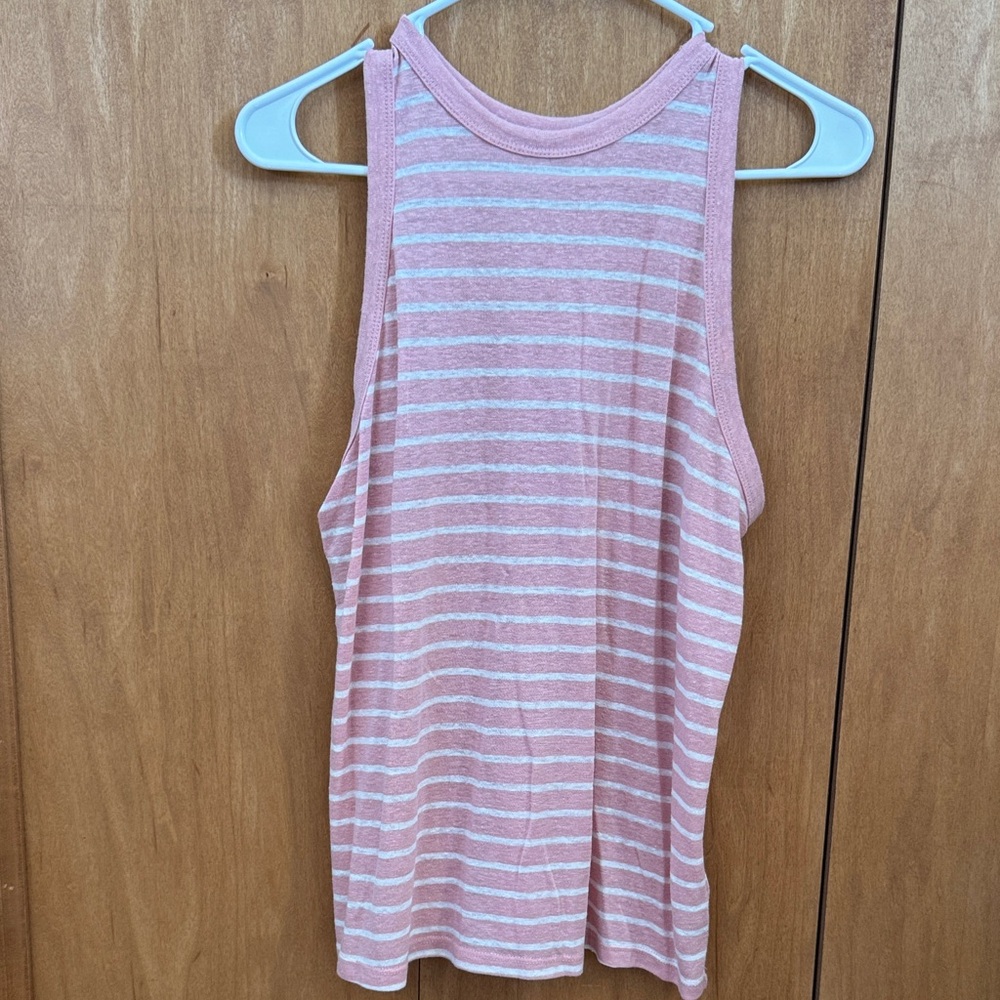 a new day Pink and White Striped Tank Top